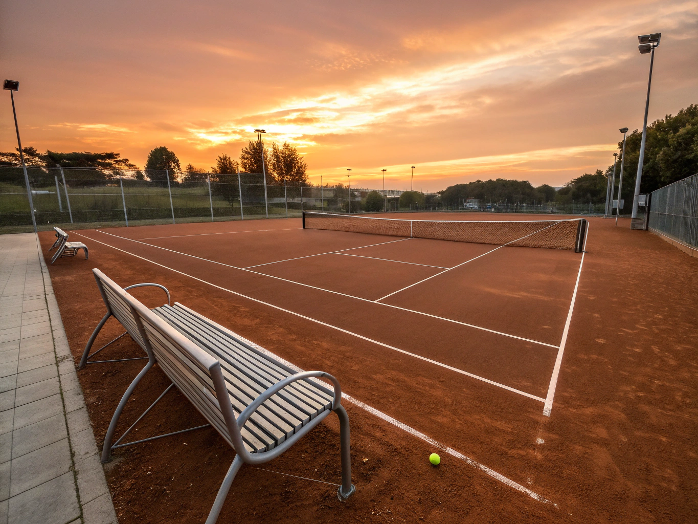 Modern LED lighting over tennis court